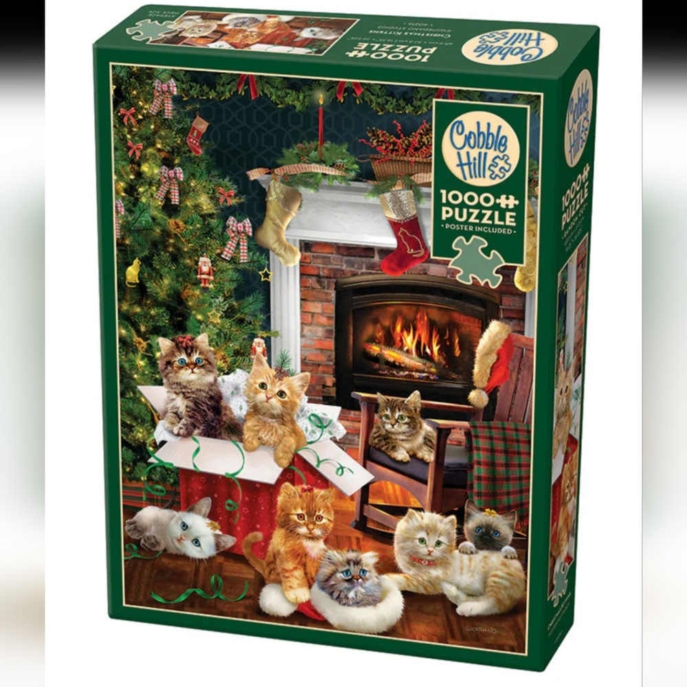 BUNDLE 3 Christmas Holiday Jigsaw Puzzle 1000 PC Fireside Dog Cat London Streets - Picture 6 of 15